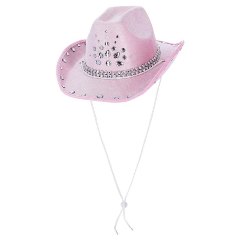Smiffys Unisex Adult Rhinestone Cowboy Hat / Light Pink